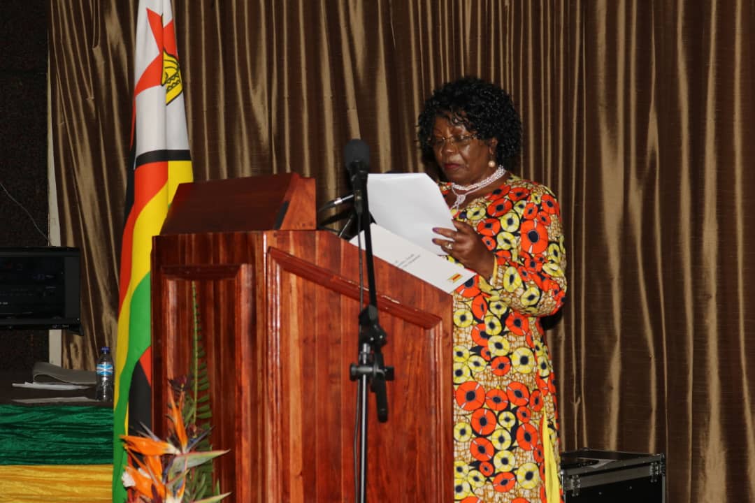 Zimbabwe Women Affairs Minister Hon. SGG Nyoni delivers her address at the launch