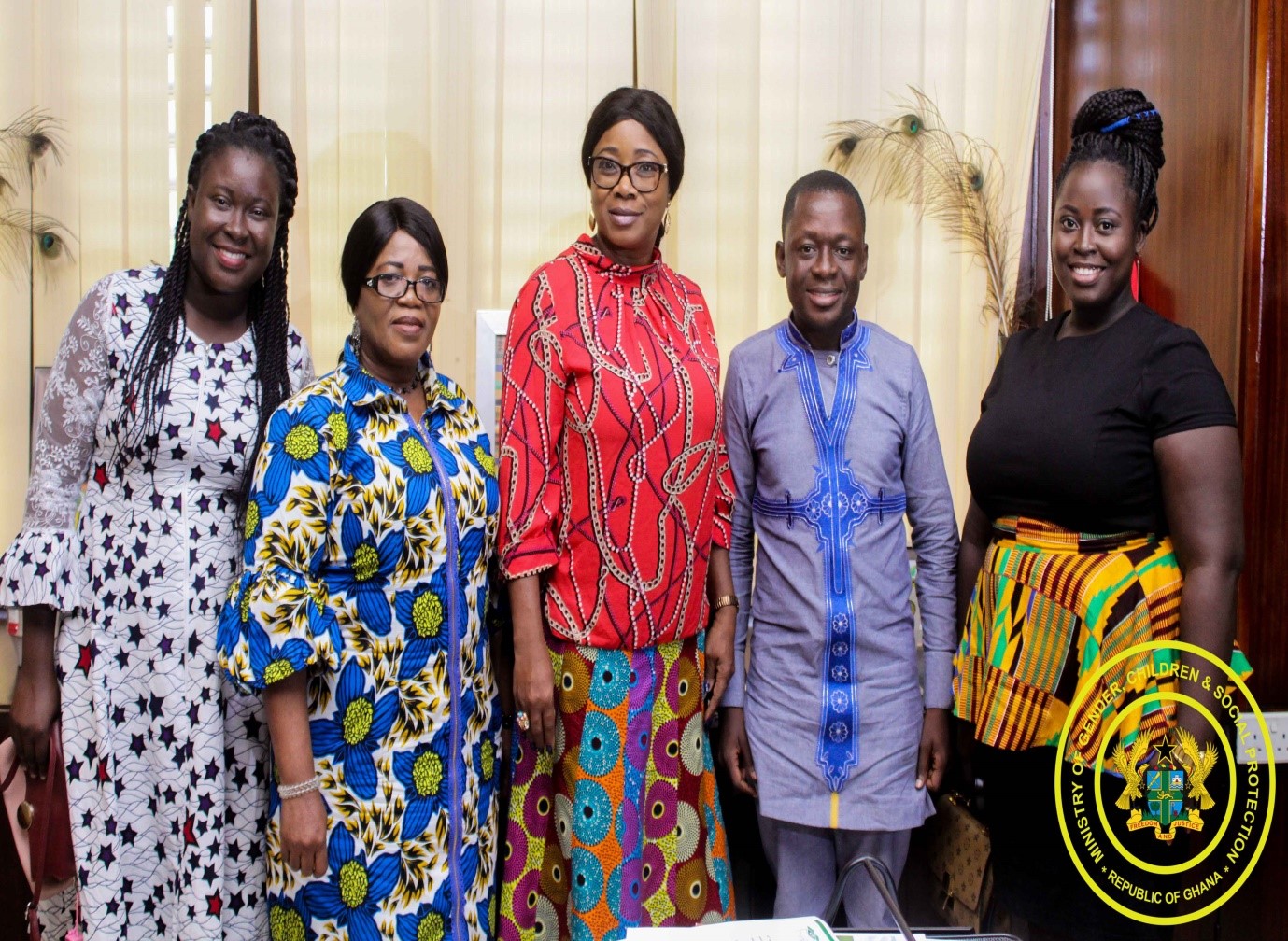 The Minister of Gender & Social Protection in a post with the Director of Gender Mrs Rev Dr. Comfort Asare and other officials